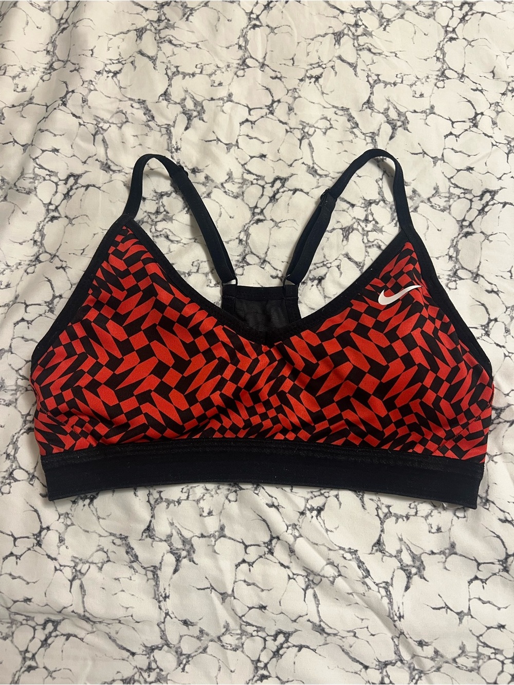 Nike Red & Black Indy Light-Support Sports Bra